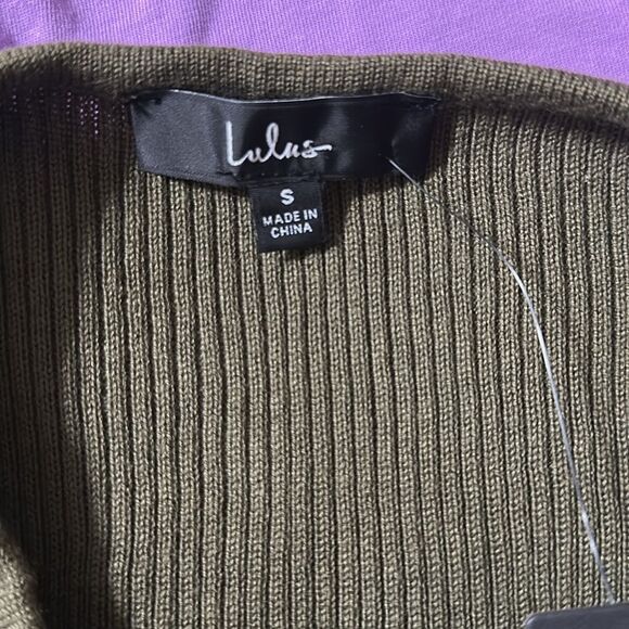 Lulus S Olive Green Boat Neck Ribbed Knit Long Sleeve Mini Sweater Dress - Picture 10 of 11